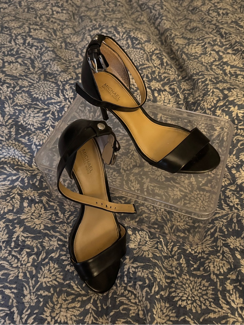 Michael Kors Black Open-Toe Ankle Strap Heels